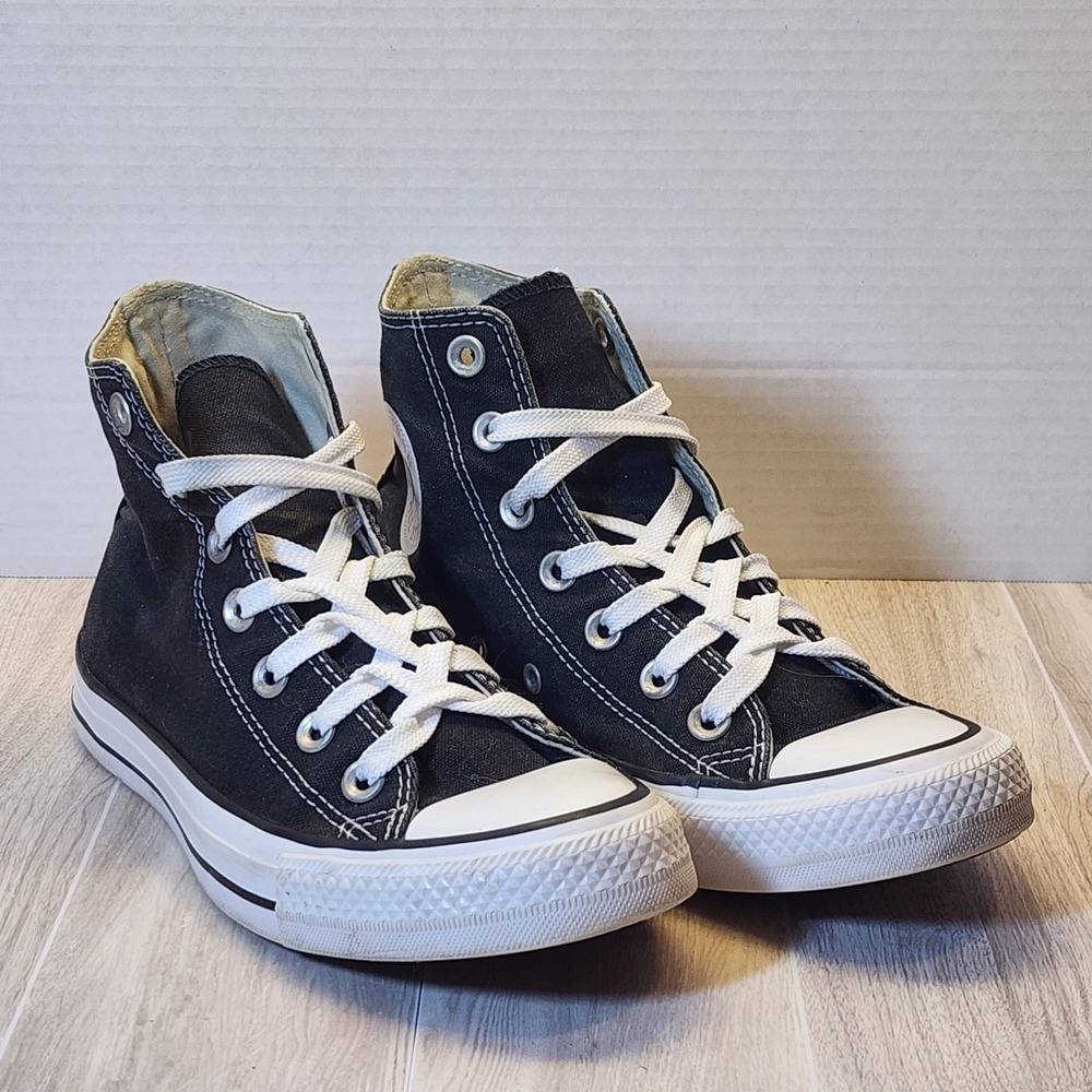 Converse Shoes ChuckTayler BLACK/WHITE Canvas High tops Men's 5 Women'7 - Picture 3 of 9